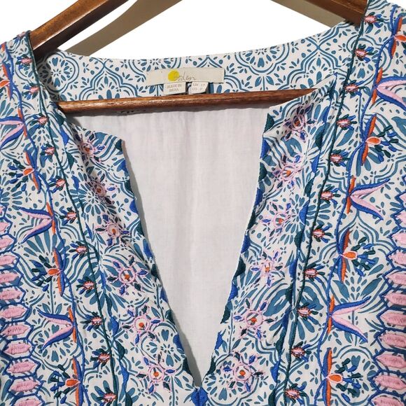 BODEN  Embroidered Cotton Midi Dress Size US 8 Printed Beachy Womens - Picture 3 of 15